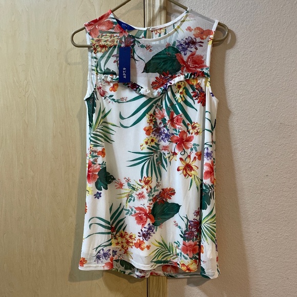 Apt. 9 Tops - Women Small NWT Hawaiian Print Semi Sheer Sleeveless Blouse